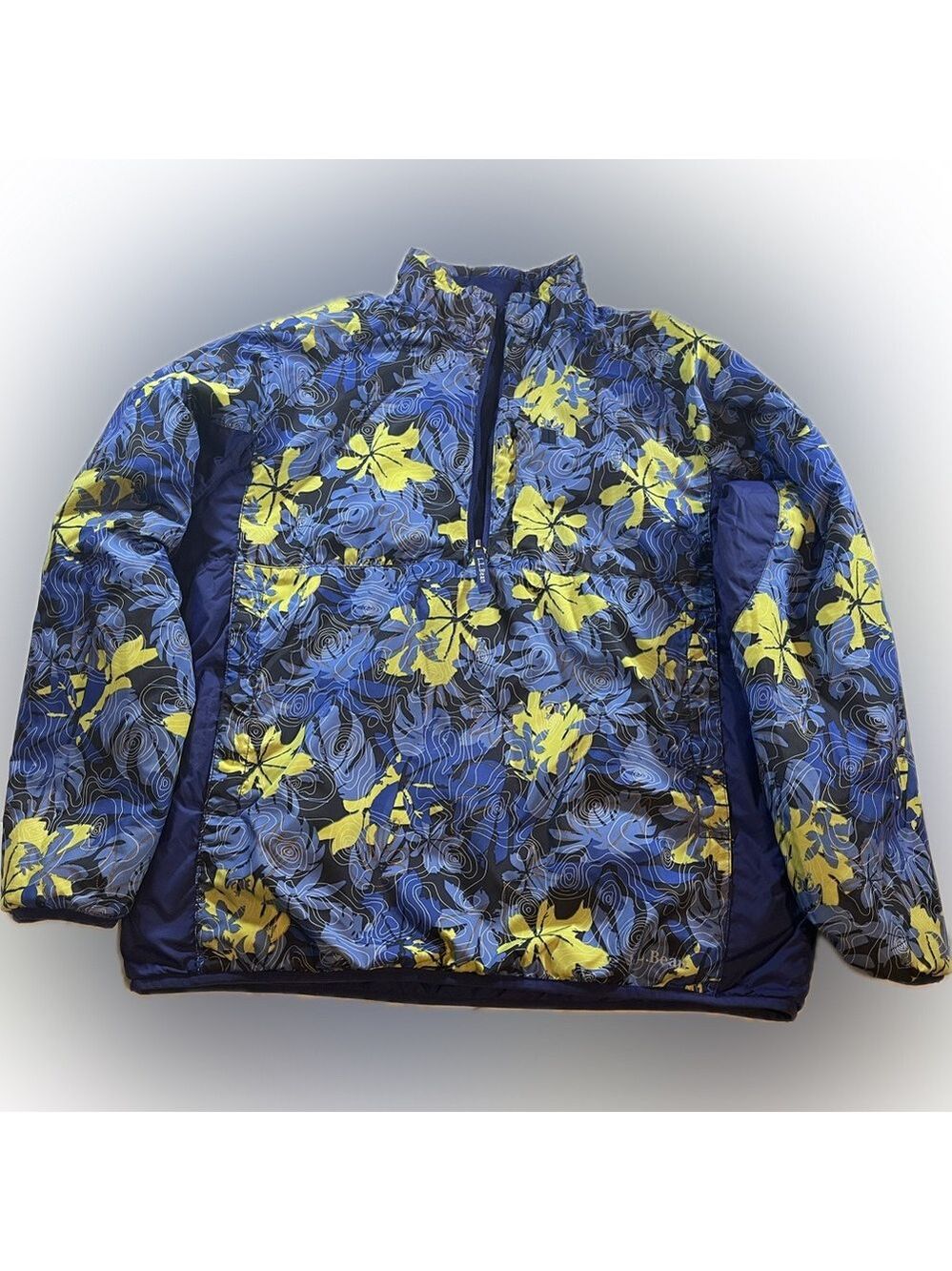 LLBean Nylon Primaloft Reversible Coat Boys XL (18) Reflective 1/4 Zip Blue